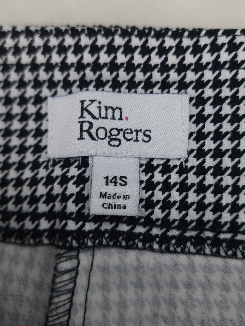 Kim Rogers Black & White Houndstooth Pull-On Straight Pants NWT - Picture 5 of 9